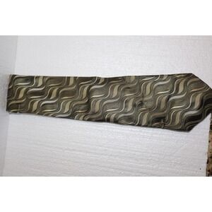 Dockers Men's Tie Necktie Silk Fabric Protector Abstract Green Gray Gold Swirl